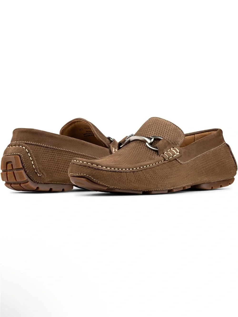 Donald Pliner Men's Brown Suede Driving Loafers with Metal Bit